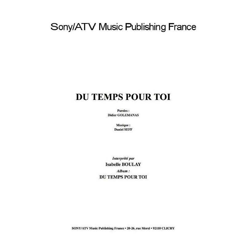 DU TEMPS POUR TOI
