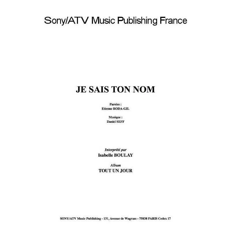 JE SAIS TON NOM