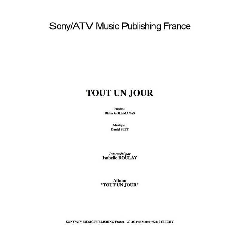 TOUT UN JOUR
