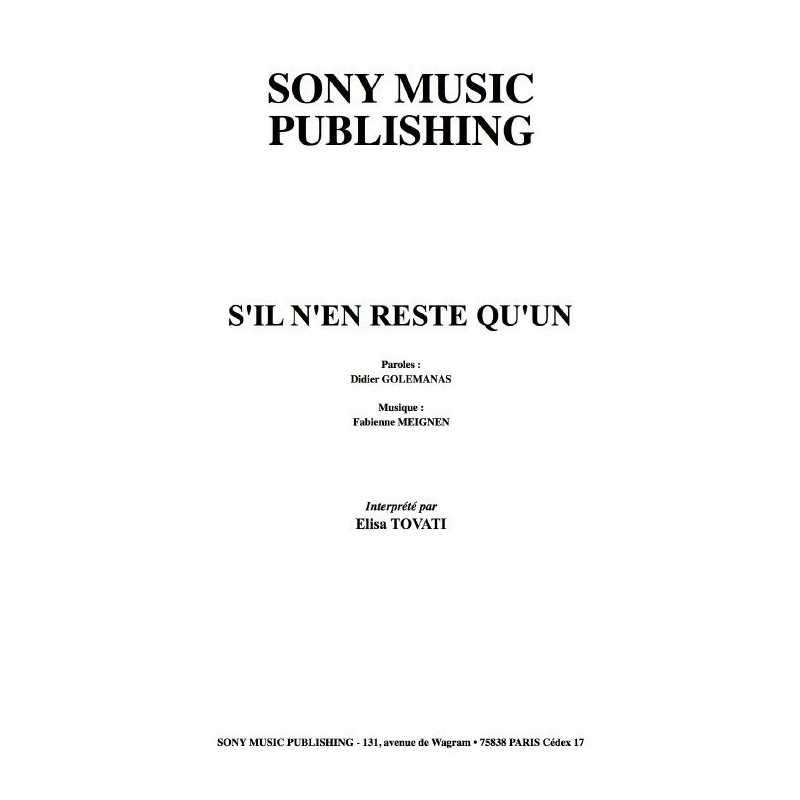 S'IL N'EN RESTE QU'UN