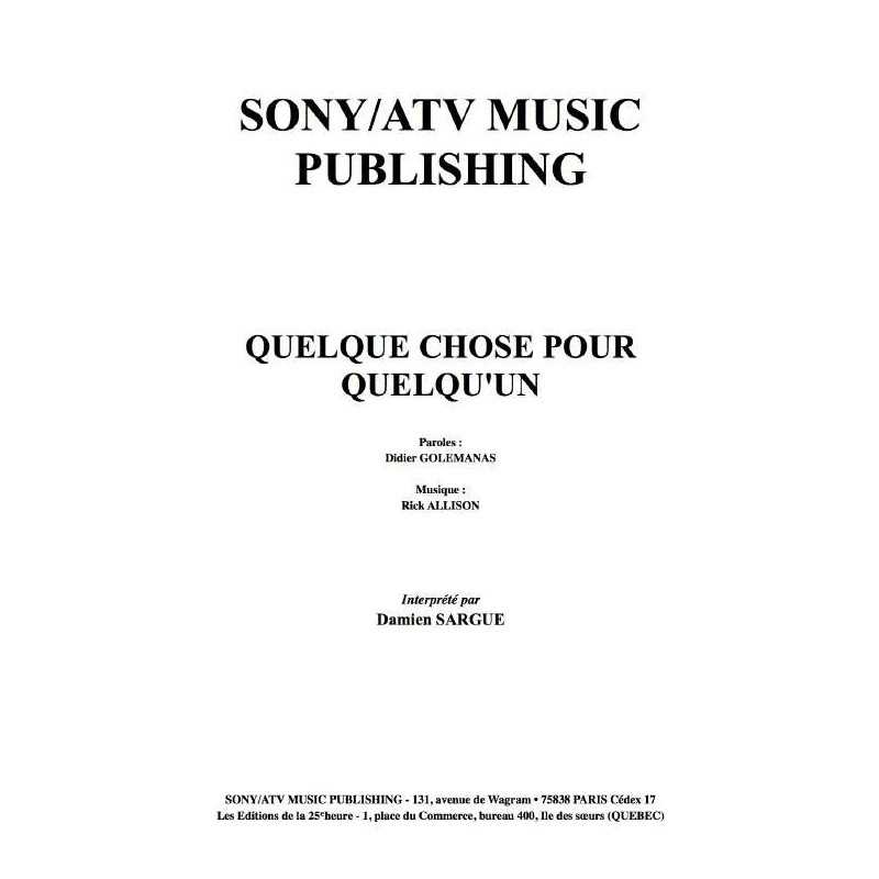 QUELQUE CHOSE POUR QUELQU'UN