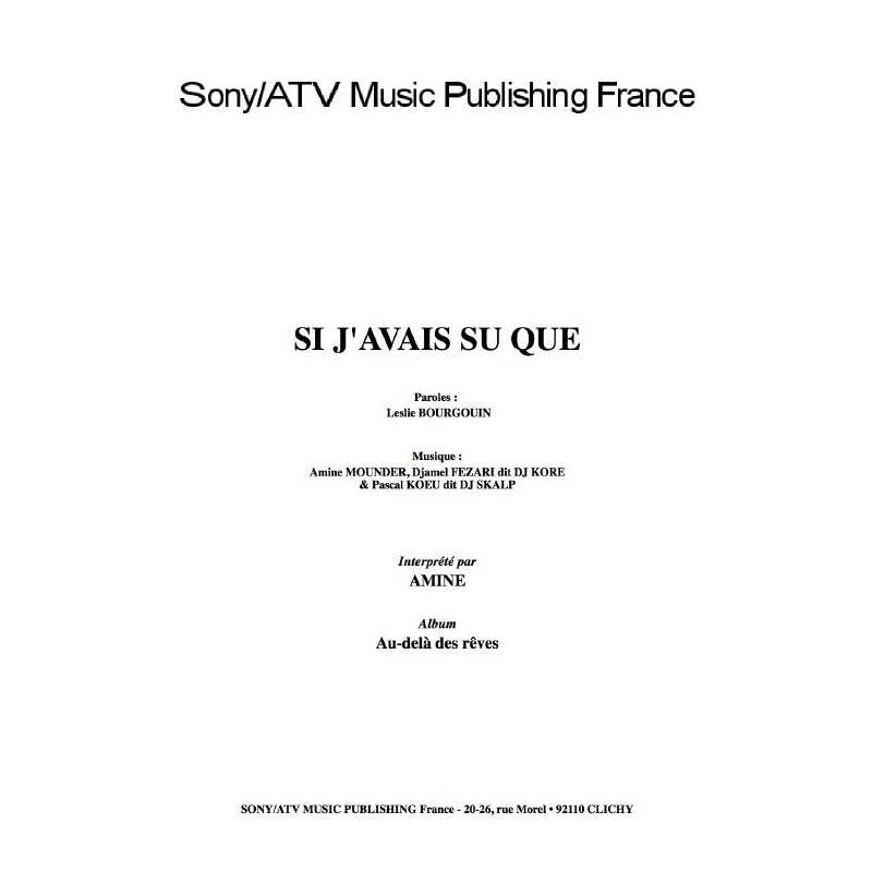 SI J'AVAIS SU QUE