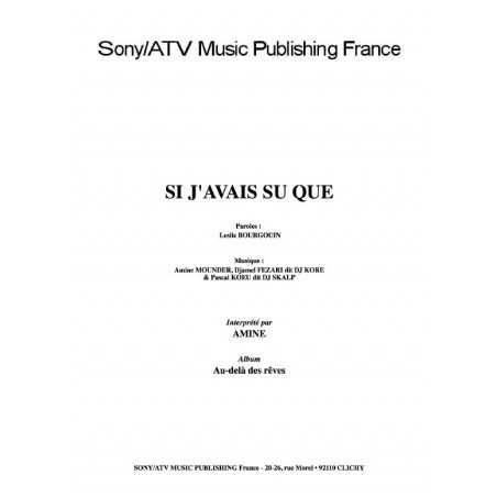 SI J'AVAIS SU QUE