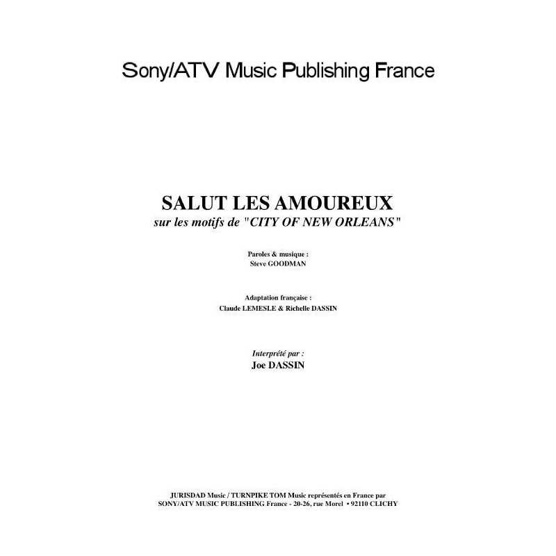 Sheet music SALUT LES AMOUREUX Joe Dassin PDF