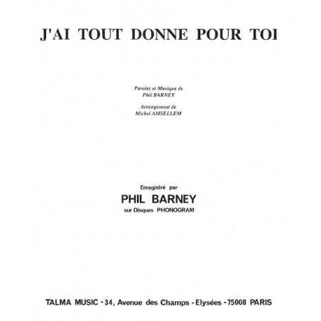 J'AI TOUT DONNE POUR TOI