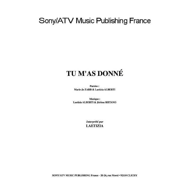 TU M'AS DONNÉ