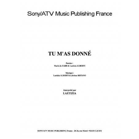 TU M'AS DONNÉ
