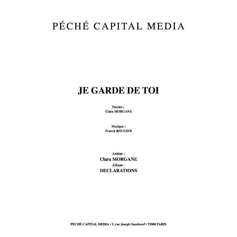 JE GARDE DE TOI