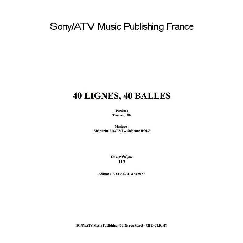 40 LIGNES, 40 BALLES