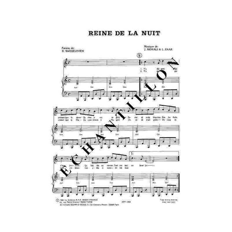 Sheet music REINE DE LA NUIT Régine
