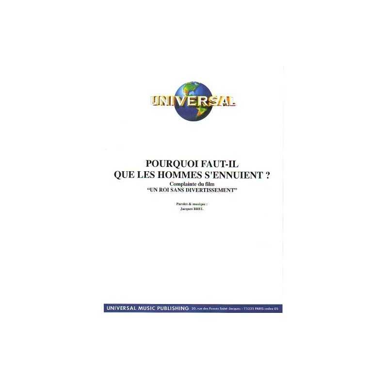 Sheet music POURQUOI FAUT-IL QUE LES HOMMES S'ENNUIENT Jacques BREL pdf