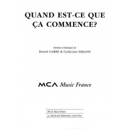 QUAND EST-CE QUE çA COMMENCE