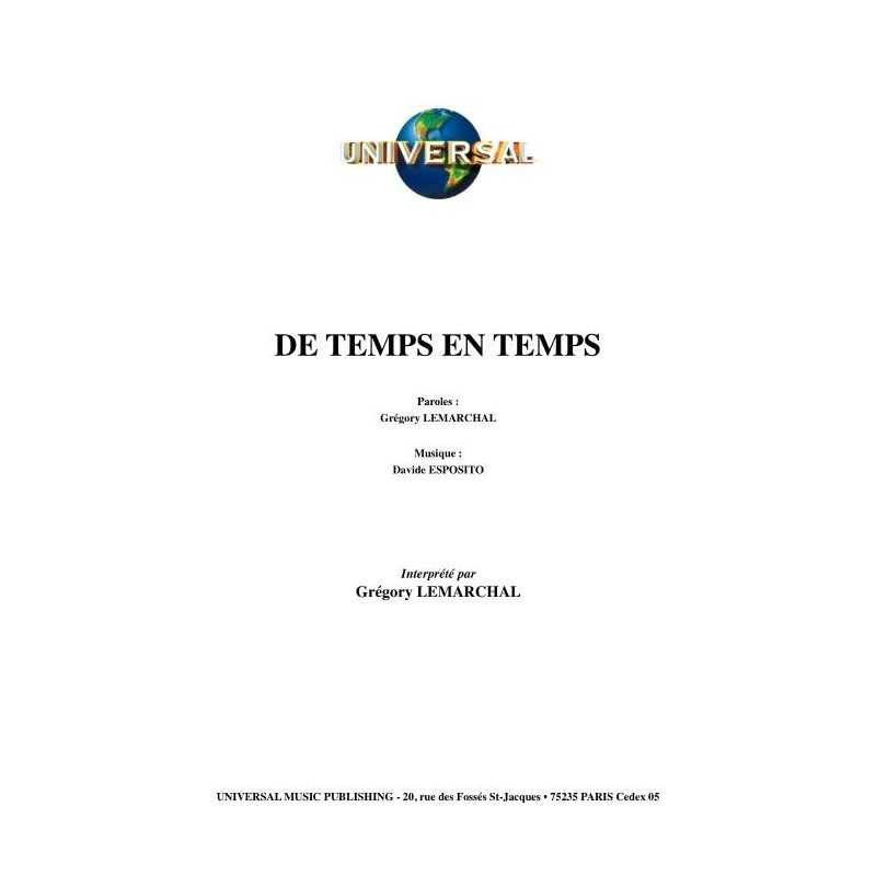 Partition DE TEMPS EN TEMPS Grégory Lemarchal