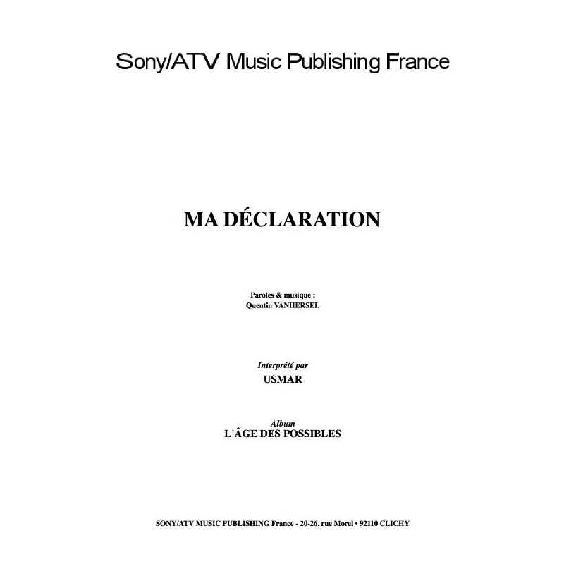 MA DÉCLARATION