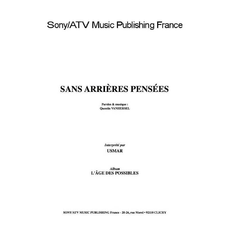 SANS ARRIÈRES PENSÉES