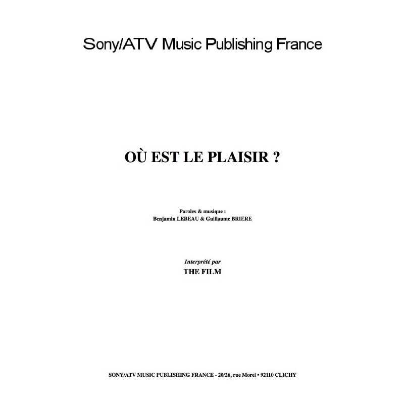 OÙ EST LE PLAISIR 