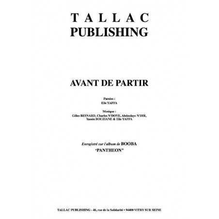 AVANT DE PARTIR