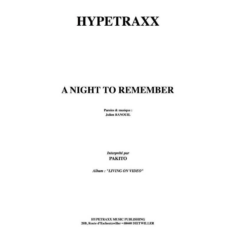 A NIGHT TO REMEMBER