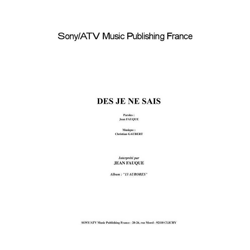 DES JE NE SAIS