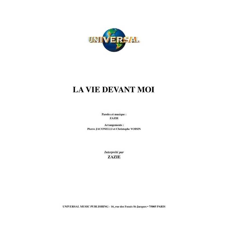 Partition LA VIE DEVANT MOI Zazie