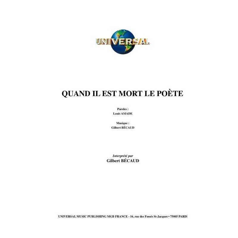 QUAND IL EST MORT LE POÈTE
