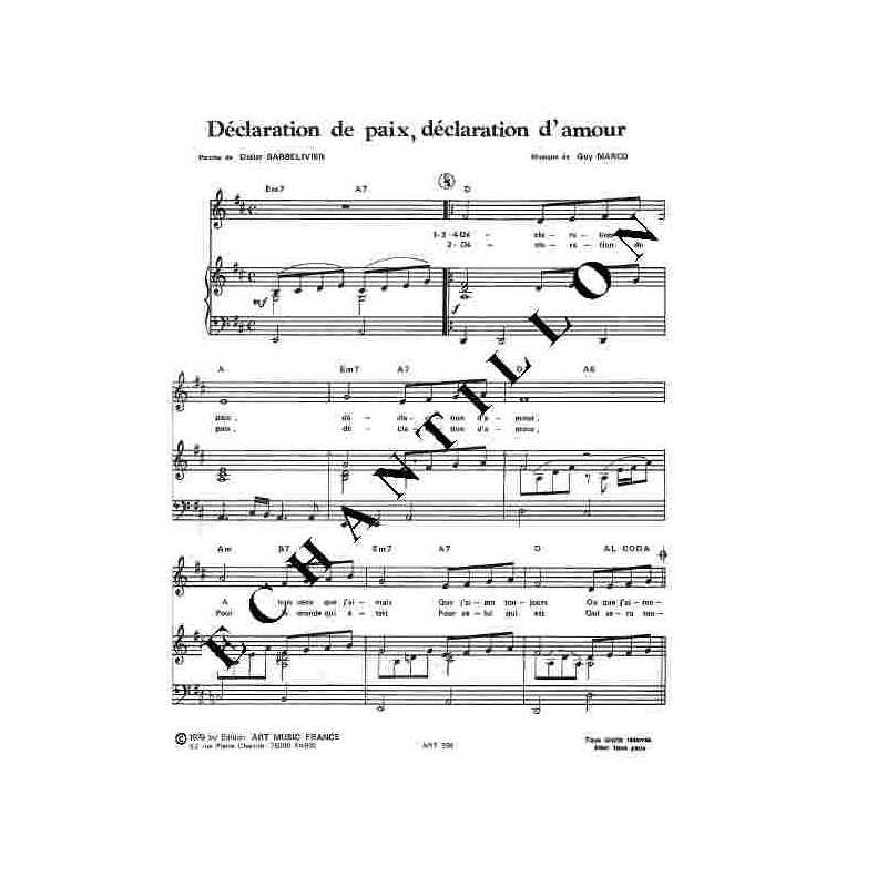 DÉCLARATION DE PAIX, DÉCLARATION D'AMOUR