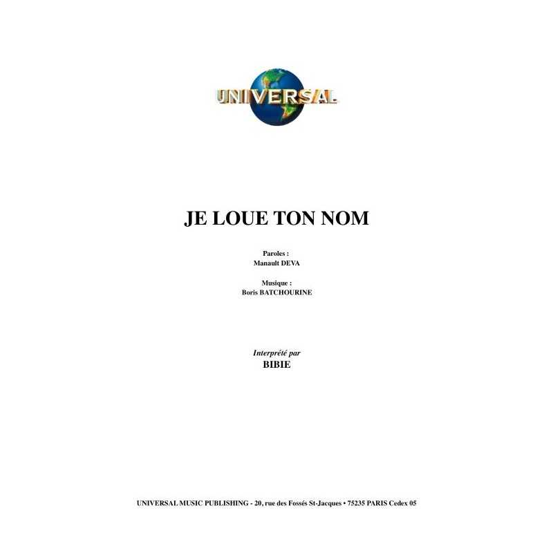 JE LOUE TON NOM