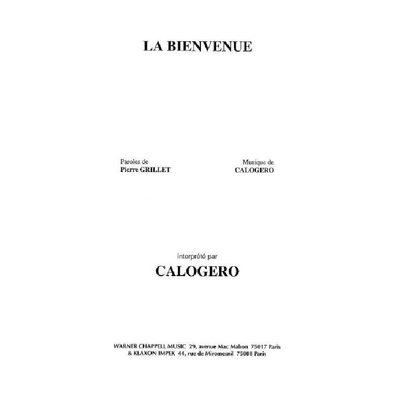 LA BIENVENUE