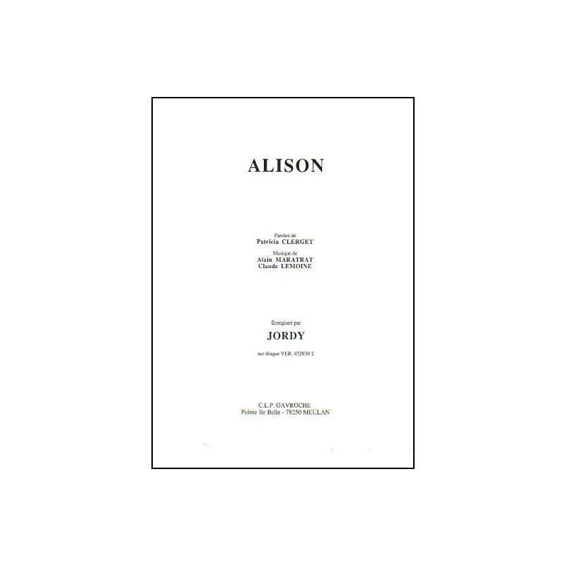 Sheet music ALISON Jordy