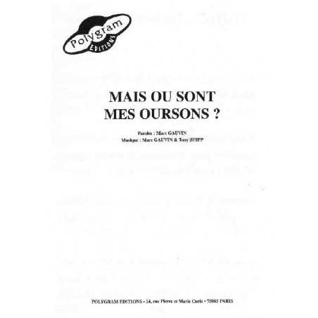 MAIS OU SONT MES OURSONS ?
