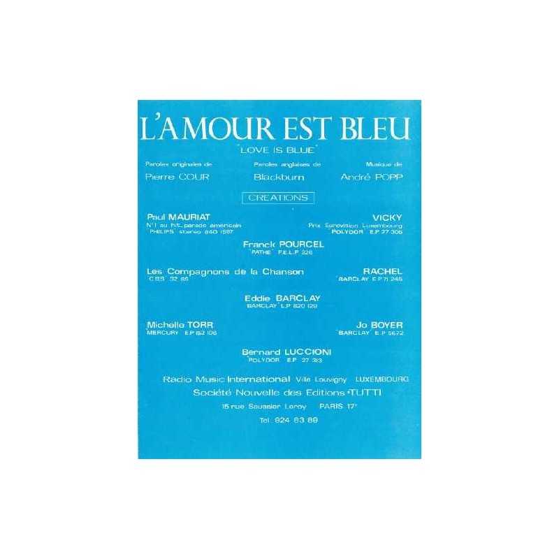 Partition L'AMOUR EST BLEU (LOVE IS BLUE) André Popp
