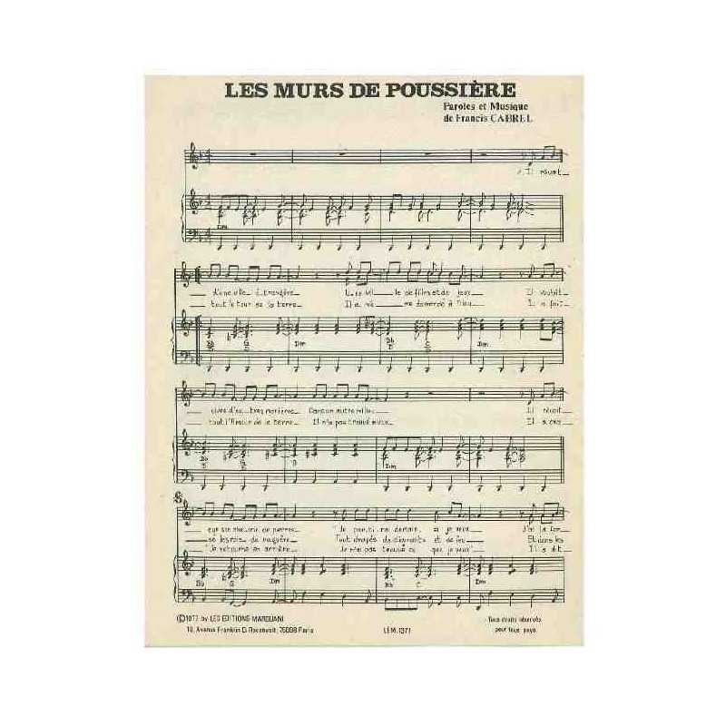 LES MURS DE POUSSIÈRE partition Francis CABREL