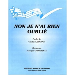Sheet music NON JE N'AI RIEN OUBLIÉ Charles Aznavour