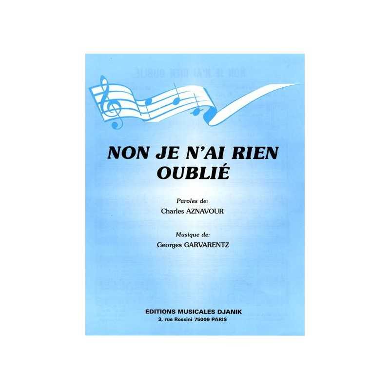 Sheet music NON JE N'AI RIEN OUBLIÉ Charles Aznavour