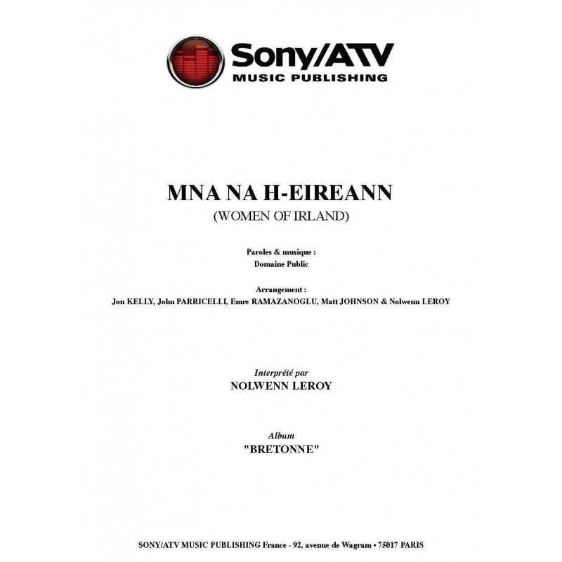 Sheet music MNA NA H-EIREANN (WOMEN OF IRELAND) Nolwenn Leroy