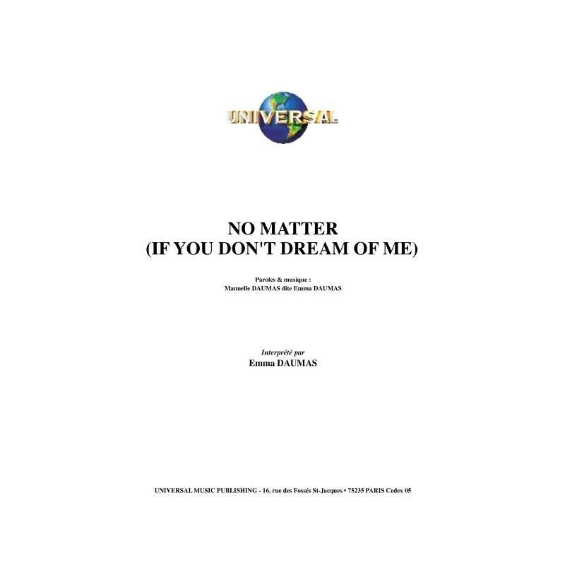 NO MATTER (IF YOU DON'T DREAM OF ME)