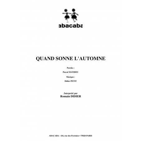 QUAND SONNE L'AUTOMNE