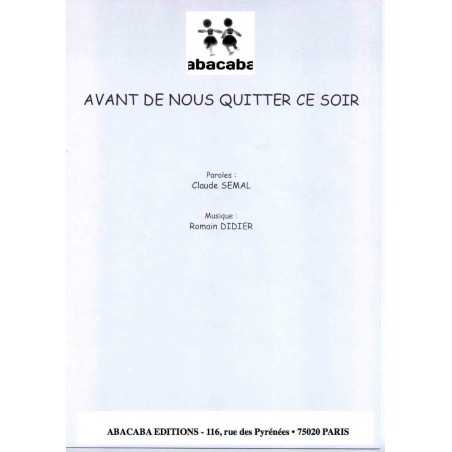 AVANT DE NOUS QUITTER CE SOIR