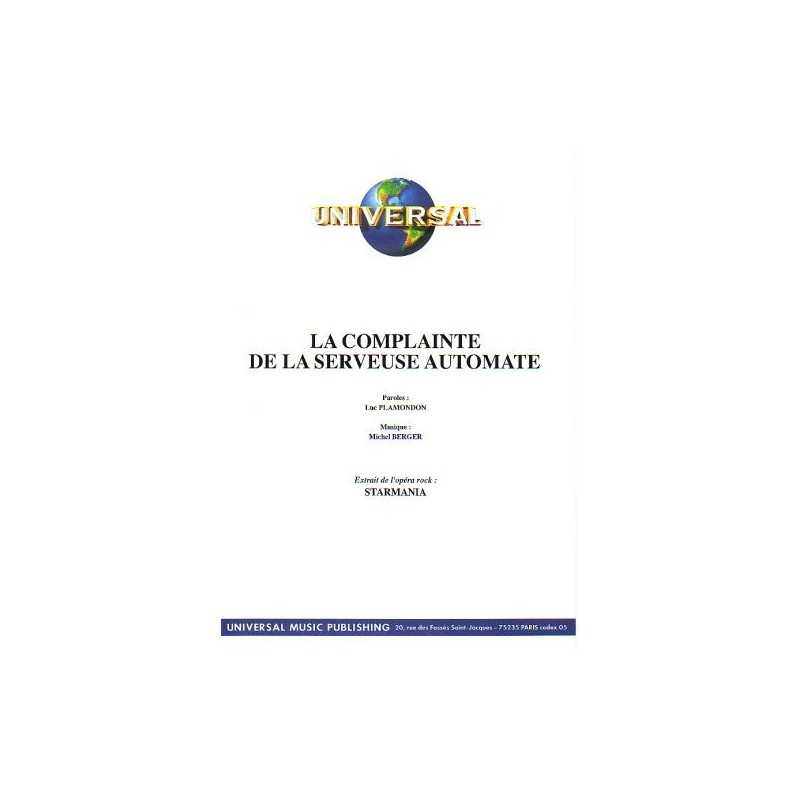 Partition LA COMPLAINTE DE LA SERVEUSE AUTOMATE STARMANIA