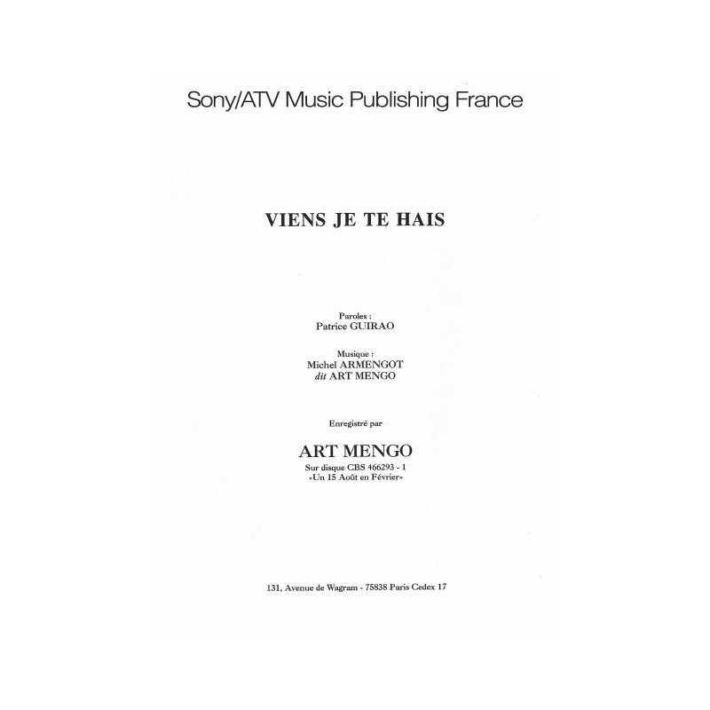 VIENS JE TE HAIS