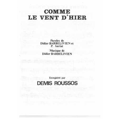 COMME LE VENT D'HIER