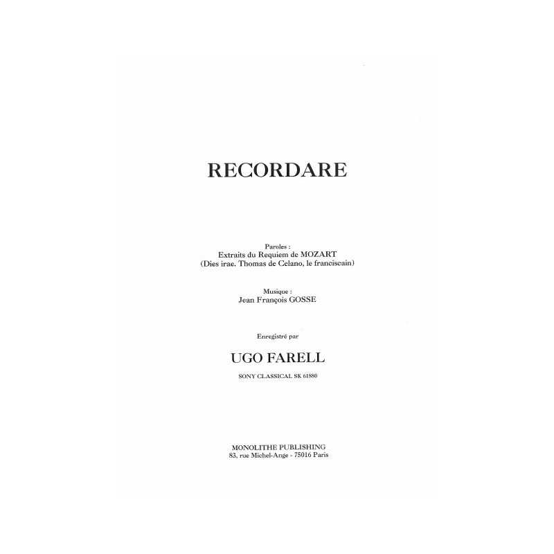 RECORDARE sheet music piano Ugo FARELL