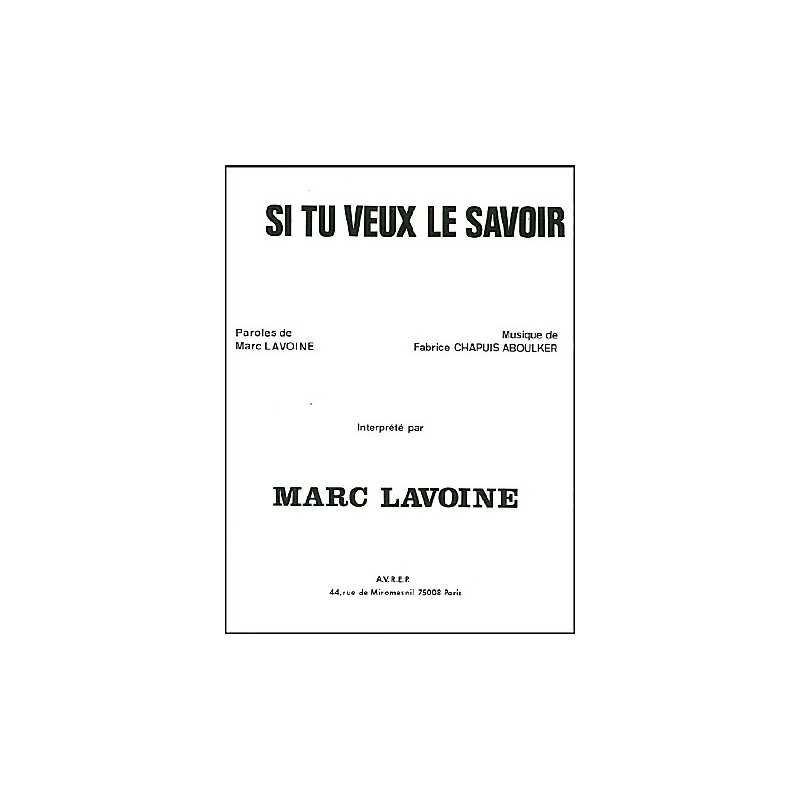 SI TU VEUX LE SAVOIR