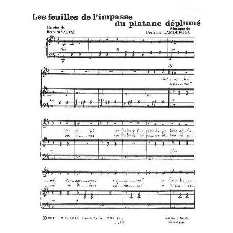 LES FEUILLES DE L'IMPASSE DU PLATANE DÉPLUMÉ