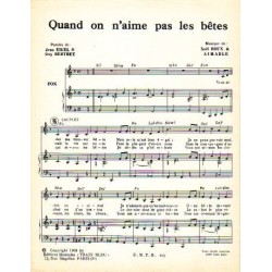 QUAND ON N'AIME PAS LES BÊTES