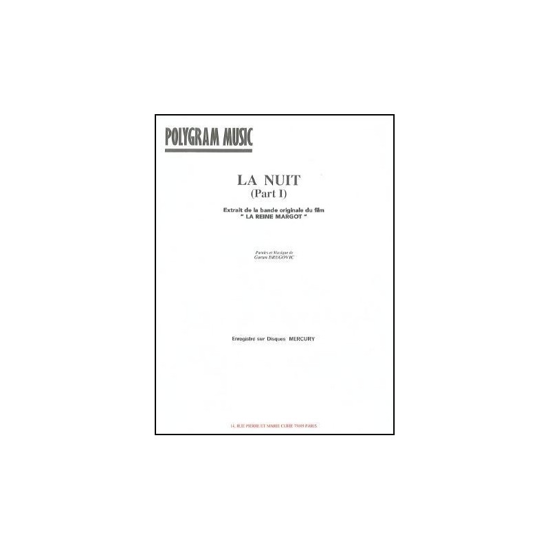 Sheet music LA NUIT (PART I) Goran BREGOVIC