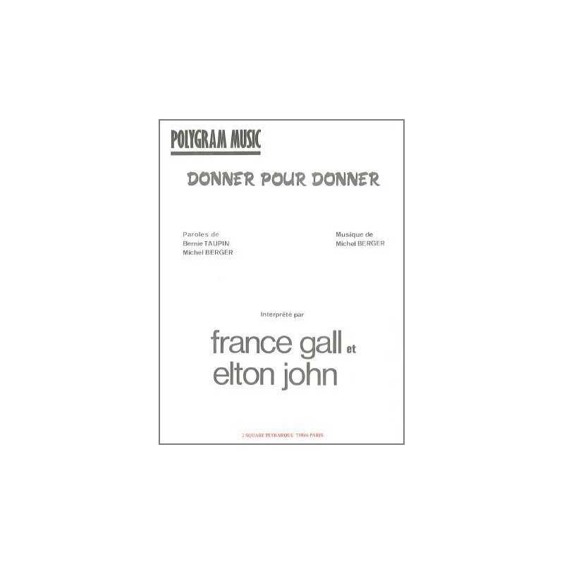 Partition DONNER POUR DONNER France Gall
