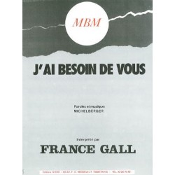 Partition J'AI BESOIN DE VOUS France Gall