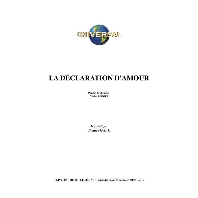 Sheet music LA DECLARATION D'AMOUR France Gall