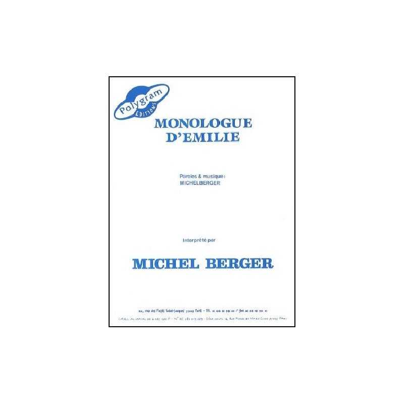 Partition MONOLOGUE D'ÉMILIE Michel Berger